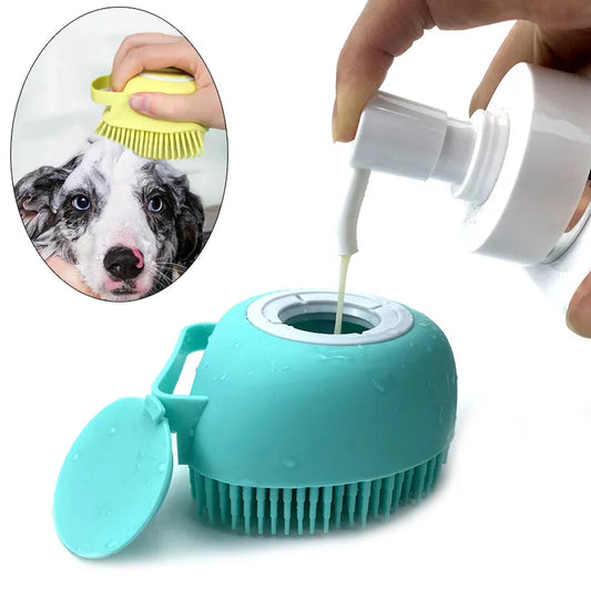 Bathroom Puppy Big Dog Cat Bath Massage Gloves Brush Soft Safety Silicone